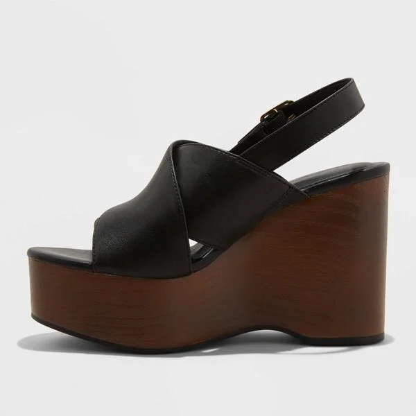 Women's Naomi Wood Wedge Heels with Memory Foam Insole - Universal Thread™ : Ankle Strap, Open Toe - Image 2