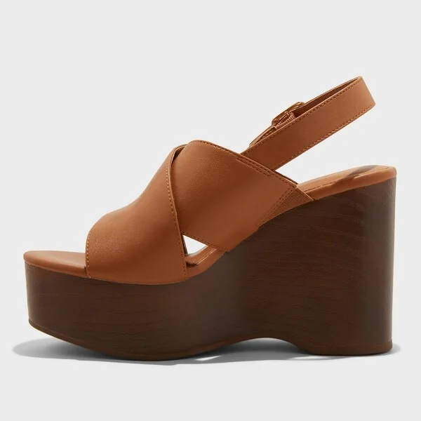 Women's Naomi Wood Wedge Heels with Memory Foam Insole - Universal Thread™ : Ankle Strap, Open Toe - Image 3
