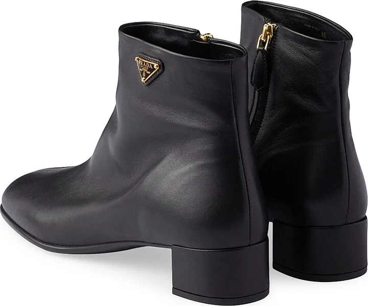 Women's Nappa Leather Booties - Black - Size 5 - Image 3