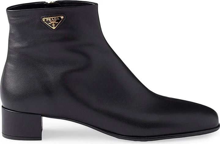 Women's Nappa Leather Booties - Black - Size 5