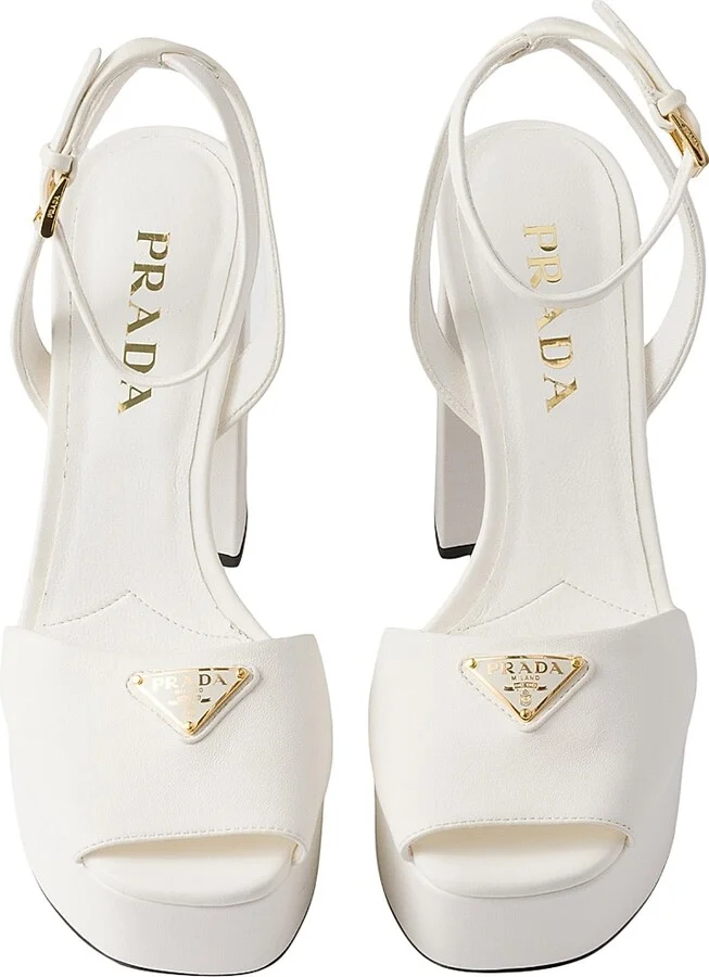 Women's Nappa Leather Platform Sandals - White - Size 10 - Image 2