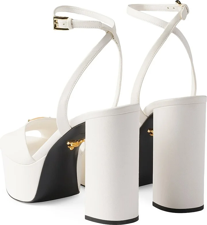Women's Nappa Leather Platform Sandals - White - Size 10 - Image 3