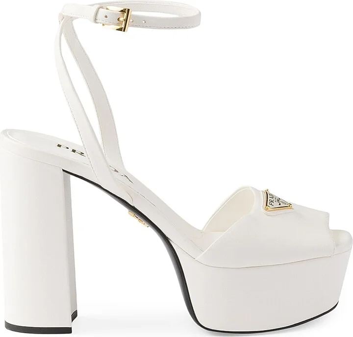 Women's Nappa Leather Platform Sandals - White - Size 10