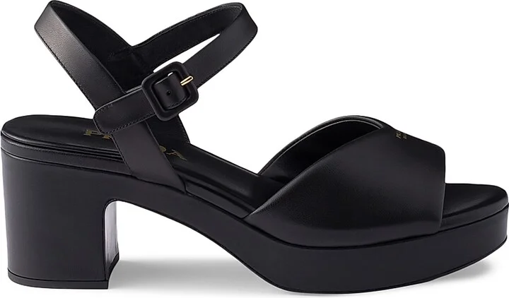Women's Nappa Leather Sandals - Black - Size 5