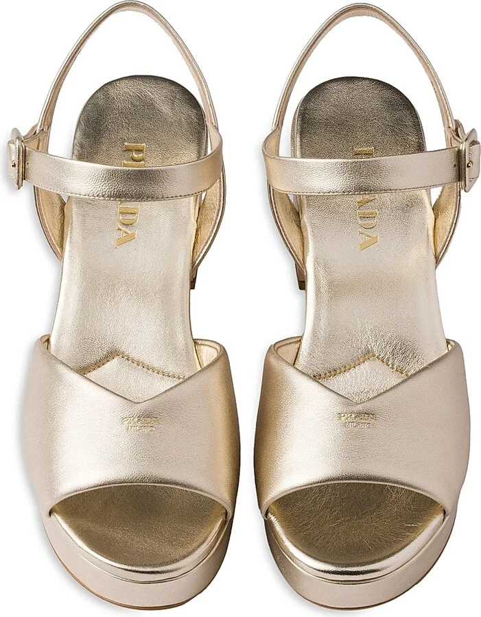 Women's Nappa Leather Sandals - Gold - Size 6 - Image 2