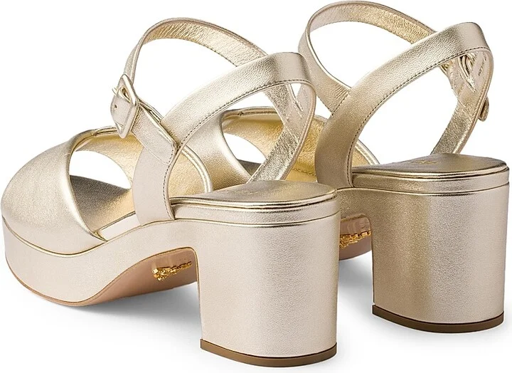 Women's Nappa Leather Sandals - Gold - Size 6 - Image 3