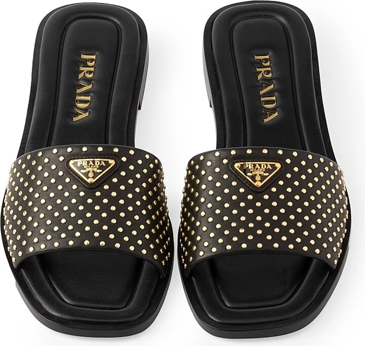 Women's Nappa Leather Slides - Black - Size 7 - Image 2
