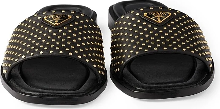 Women's Nappa Leather Slides - Black - Size 7 - Image 4