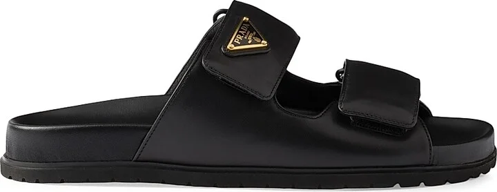 Women's Nappa Leather Slides - Black - Size 9