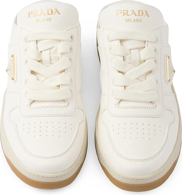 Women's Nappa Leather Sneaker Mules - White - Size 7.5 - Image 2