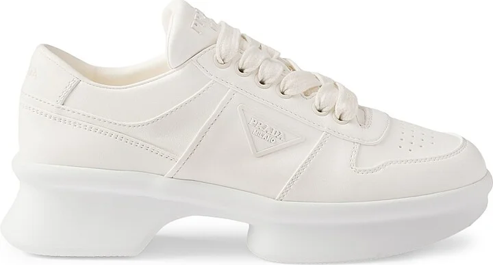 Women's Nappa Leather Sneakers - Beige Khaki - Size 5