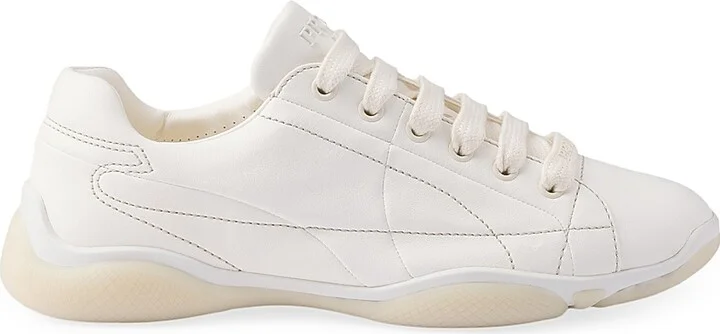Women's Nappa Leather Sneakers - Beige Khaki - Size 7