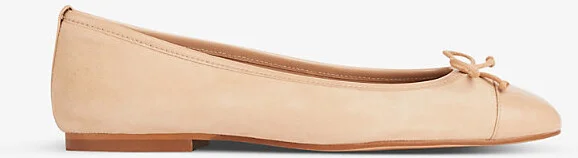 Womens Nat-Almond Kara Patent Toe Suede Ballerina Flats Eur 35 / 2 Uk Women