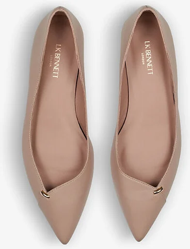 Womens Nat-Fawn Cally Gold-Tone Hardware-Embellished Leather Flats Eur 40 / 7 Uk Women - Image 2
