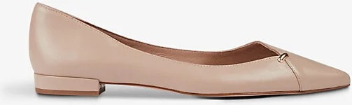 Womens Nat-Fawn Cally Gold-Tone Hardware-Embellished Leather Flats Eur 40 / 7 Uk Women