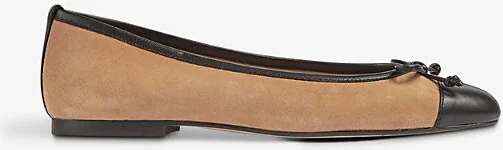 Womens Nat-Sand Kara Bow-Embellished Leather Flats Eur 42/ 9 Uk Women
