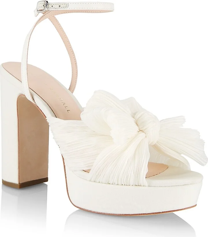 Women's Natalia 115MM Pleated Bow Platform Sandals - Pearl - Size 5 - Image 2
