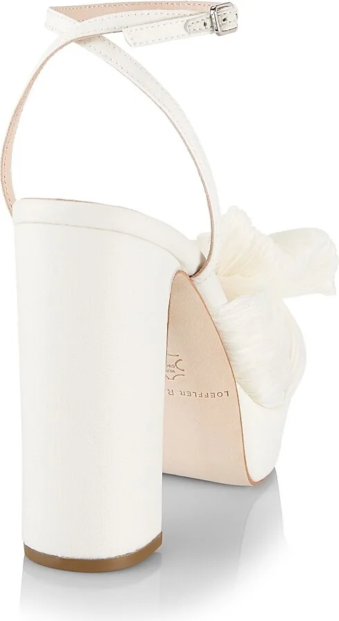 Women's Natalia 115MM Pleated Bow Platform Sandals - Pearl - Size 5 - Image 3