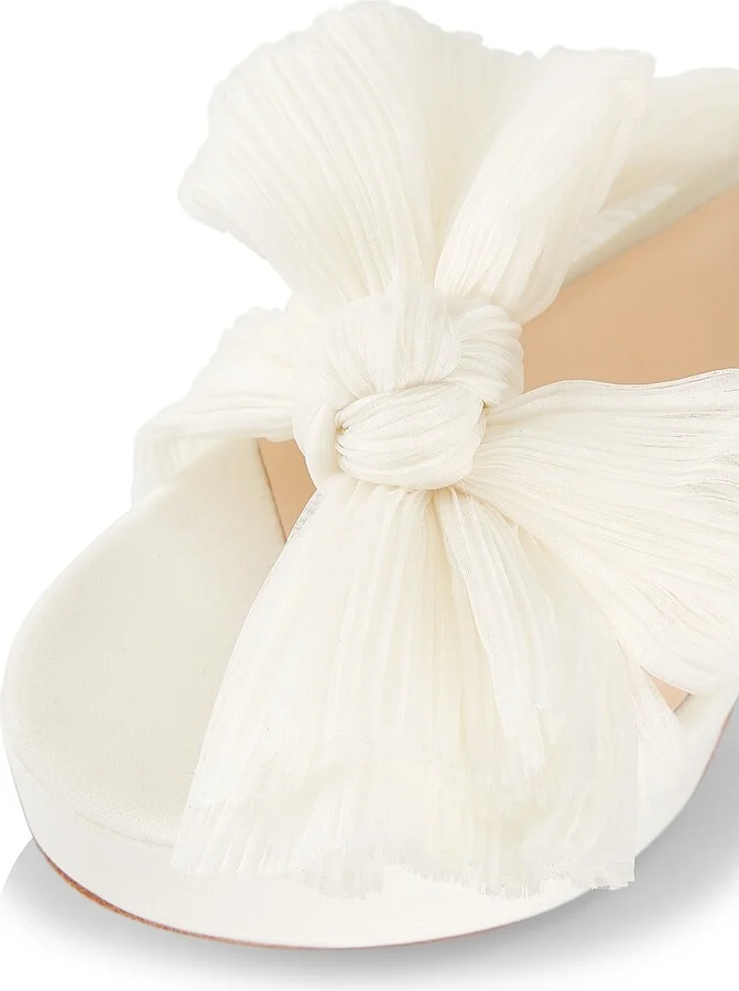 Women's Natalia 115MM Pleated Bow Platform Sandals - Pearl - Size 5 - Image 6