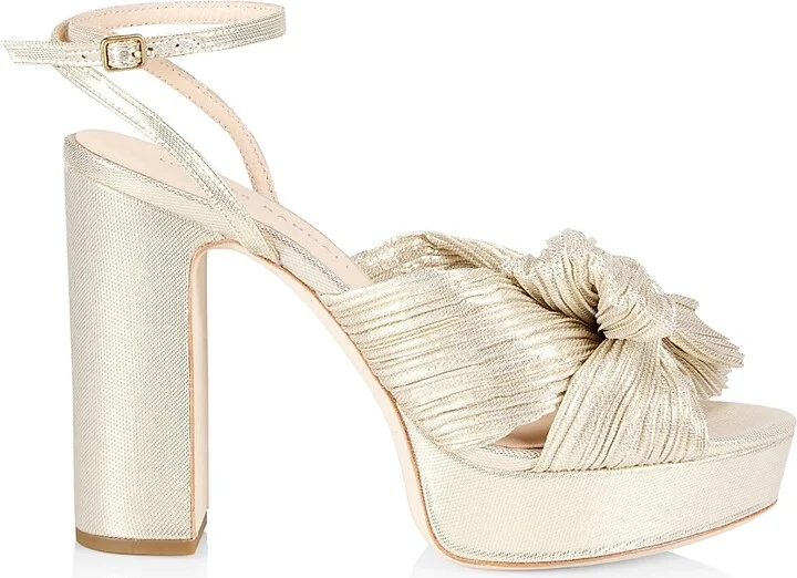Women's Natalia Pleated Platform Sandals - Platinum - Size 9