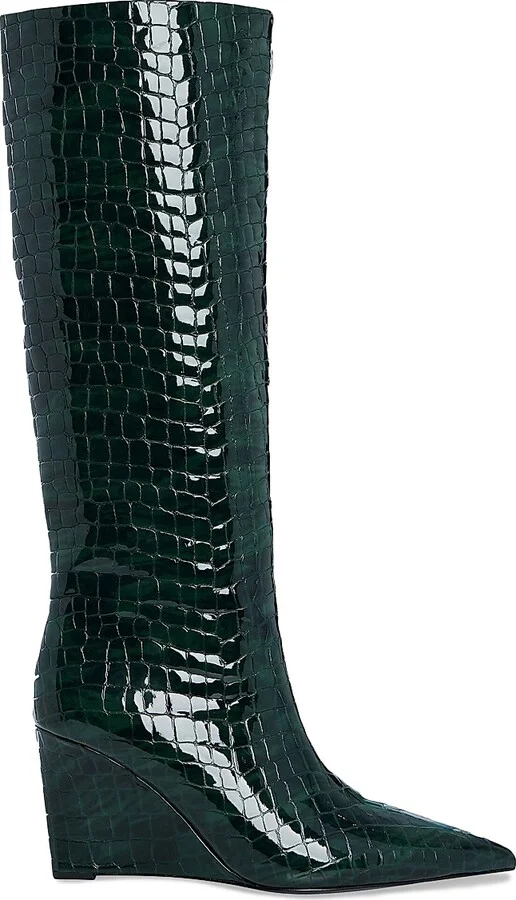 Women's Natassa Wedge Boots - Pine Croco - Size 6.5