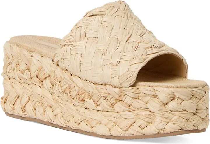 Women's Natural Aaron Platform Raffia Mules