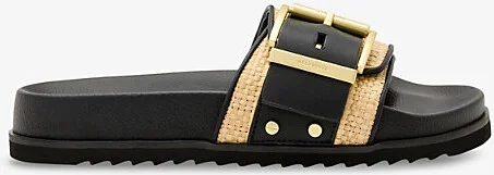 Womens Natural/Black Ellie Leather Sliders Eur 37 / 4 Uk Women