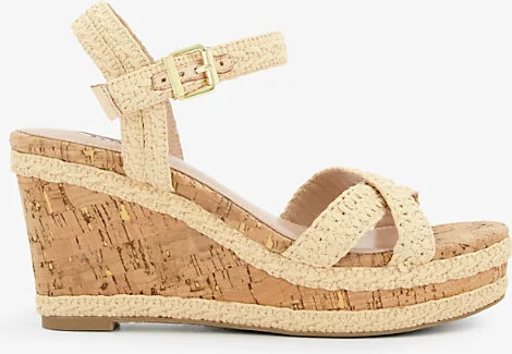 Womens Natural-Plain Synthetic Kelisia Braided Cork-Wedge Sandals Eur 40 / 7 Uk Women