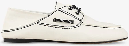 Womens Naturels Contrast-Lace Foldable-Heel Leather Boat Shoes Eur 37 / 4 Uk Women