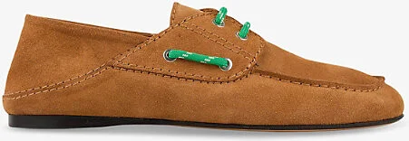 Womens Naturels Contrast-Lace Suede Boat Shoes Eur 35 / 2 Uk Women