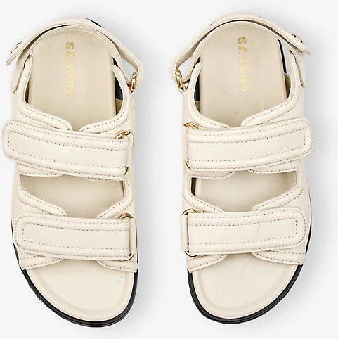 Womens Naturels Logo-Plaque Double-Strap Leather Flat Sandals Eur 41 / 8 Uk Women - Image 2