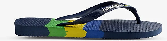 Womens Navy Blue Brazil Tech Rubber Flip-Flops 9/10