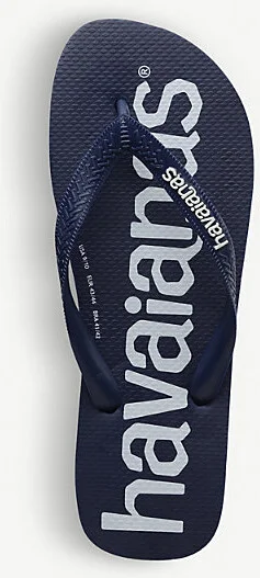 Womens Navy Blue Top Logomania Rubber Flip-Flops 1/2 - Image 2