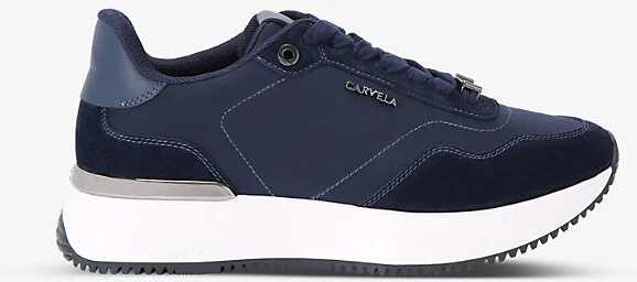 Womens Navy Flare Branded-Hardware Suede Low-Top Trainers Eur 36 / 3 Uk Women