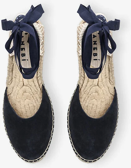 Womens Navy Hamptons Suede and Raffia Espadrilles Eur 36 / 3 Uk Women - Image 2