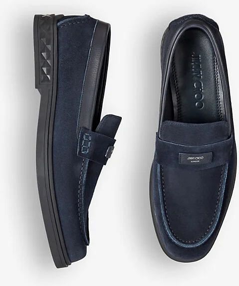 Womens Navy Josh Driver Reverse-Suede Loafers Eur 40 / 6 Uk Men - Image 2