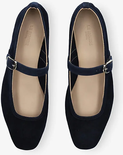 Womens Navy Mary Jane Suede Ballet Flats Eur 37.5 / 4.5 Uk Women - Image 2