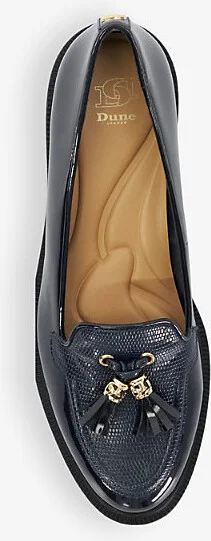 Womens Navy Patent Synthetic Grape Textured-Vamp Patent Loafers Eur 41 / 8 Uk Women - Image 2