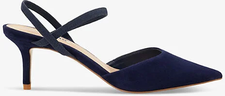 Womens Navy-Suede Classical Suede Slingback Courts Eur 41 / 8 Uk Women