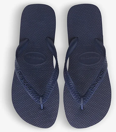 Womens Navy Top Rubber Flip-Flops 1/2 - Image 2