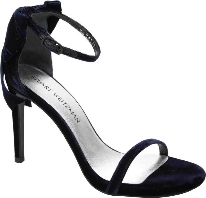 Women's Navy Velvet Ankle Strap Mybow Sandal