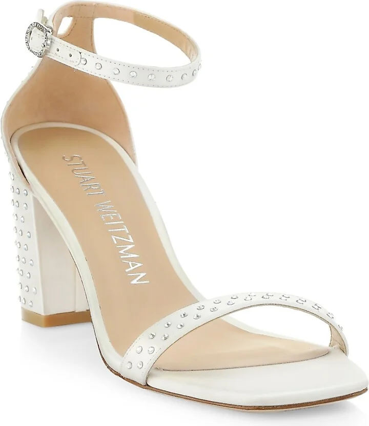 Women's Nearlynude Satin Studded Sandals - White Moonlight - Size 11 - Image 2