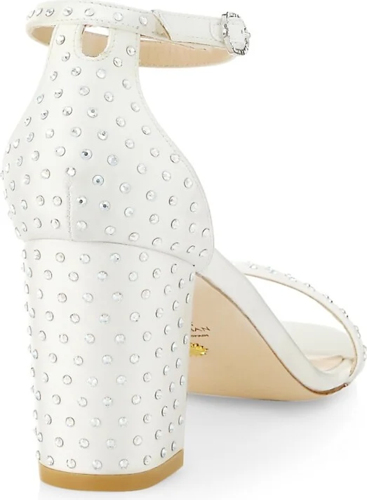 Women's Nearlynude Satin Studded Sandals - White Moonlight - Size 11 - Image 3