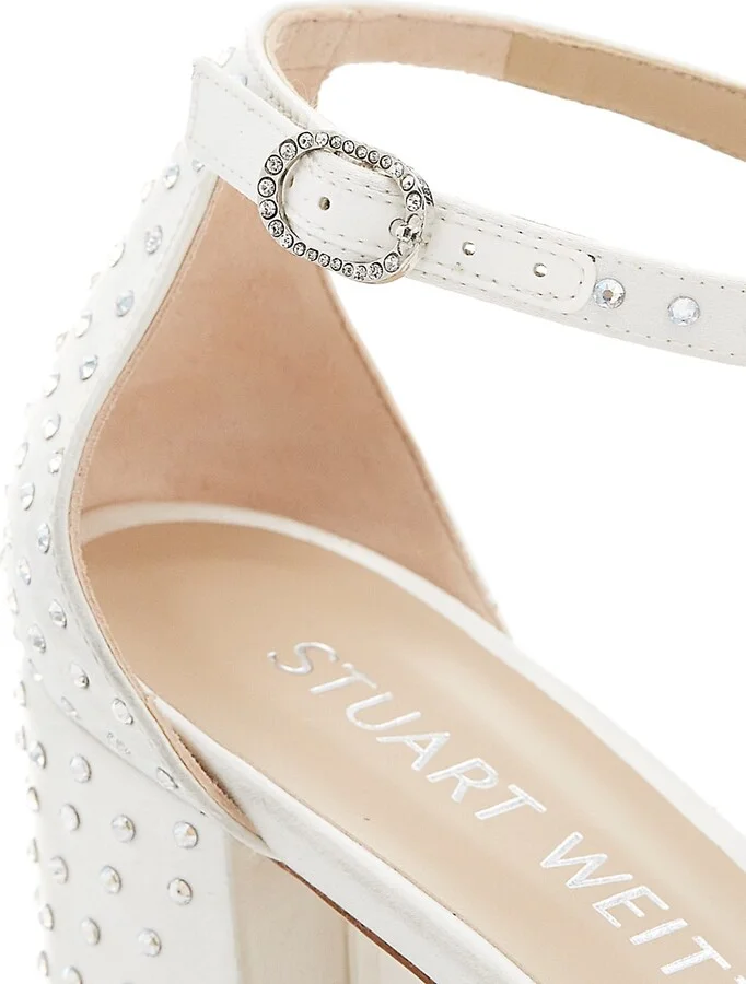 Women's Nearlynude Satin Studded Sandals - White Moonlight - Size 11 - Image 6