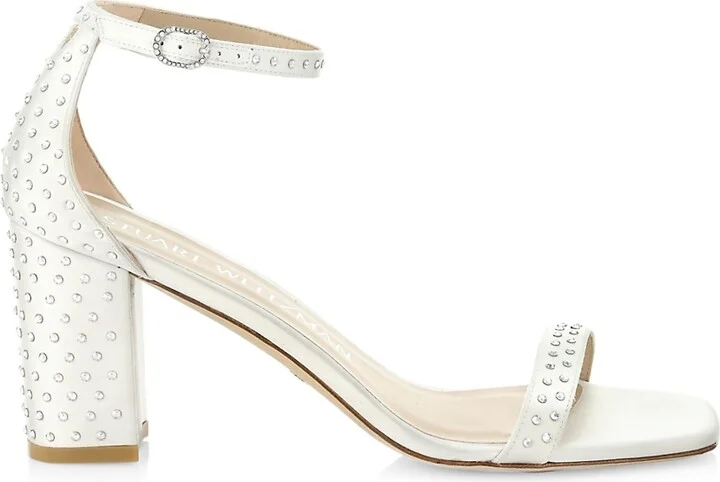 Women's Nearlynude Satin Studded Sandals - White Moonlight - Size 11