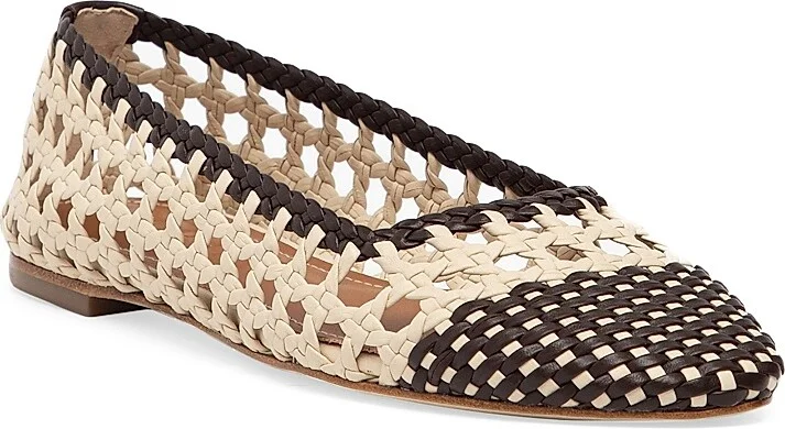 Women's Nell Crochet Leather Ballet Flats - Cream Espresso - Size 5 - Image 2