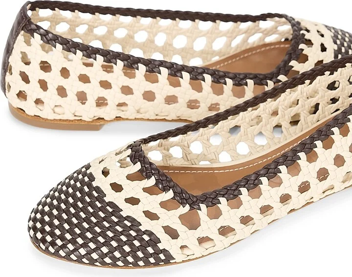 Women's Nell Crochet Leather Ballet Flats - Cream Espresso - Size 5 - Image 4