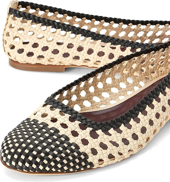 Women's Nell Crochet Leather Ballet Flats - Cream Espresso - Size 5 - Image 7