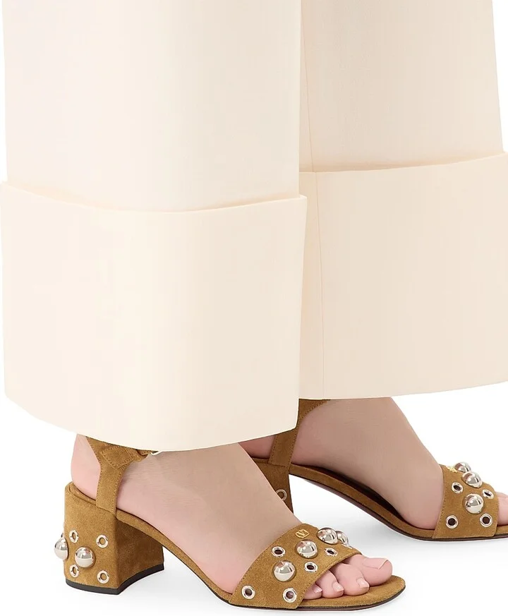 Women's Nellcôte 60MM Crust Leather Sandals - Havana Beige - Size 5 - Image 7