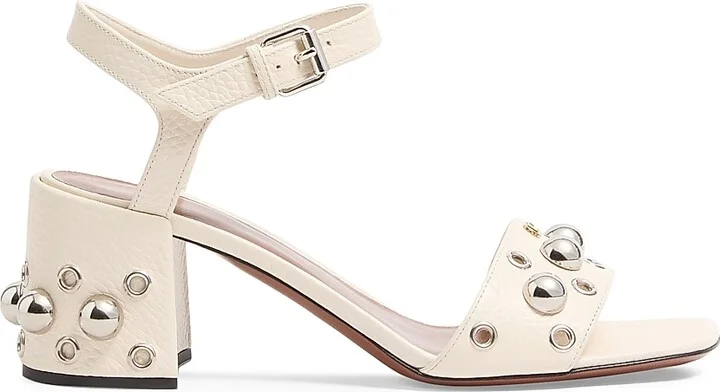 Women's Nellcôte 60MM Sandals in Grainy Calfskin - Light Ivory - Size 7